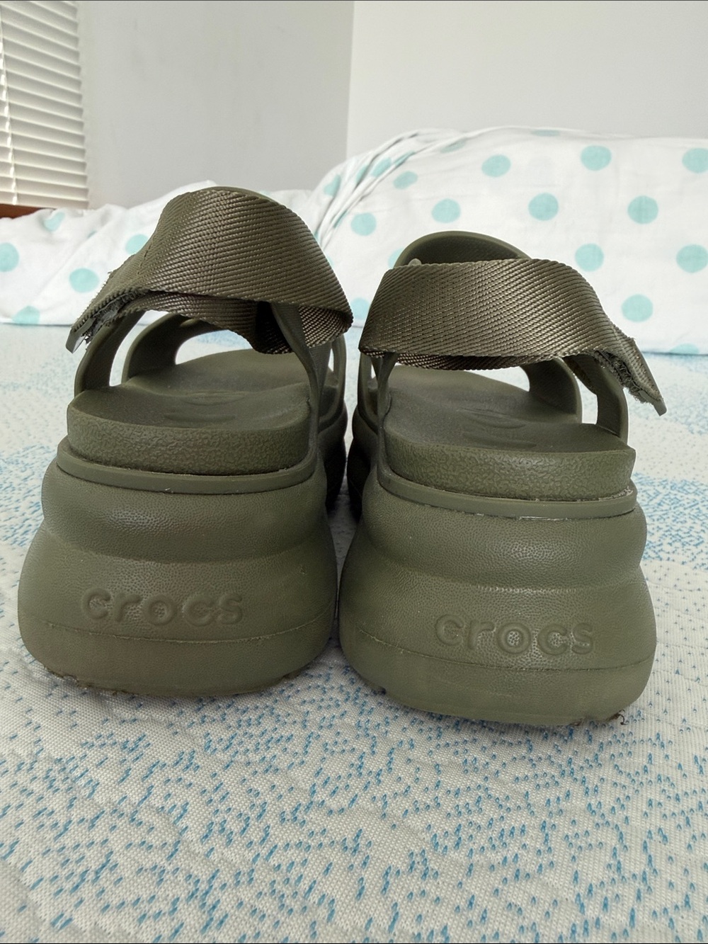 Women’s Olive Green Platform CROCS Sport Sandals - Picture 3 of 5